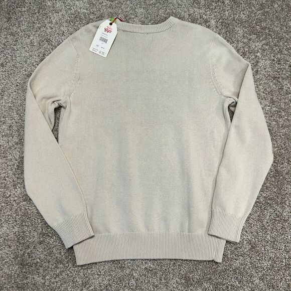 Chaps American Flag USA Sweater Men Size Medium Oatmeal Heather Crewneck NEW - Picture 6 of 6